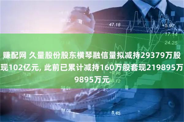 赚配网 久量股份股东横琴融信量拟减持29379万股套现102亿元, 此前已累计减持160万股套现219895万元