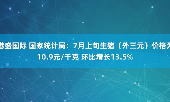 港盛国际 国家统计局：7月上旬生猪（外三元）价格为10.9元/千克 环比增长13.5%